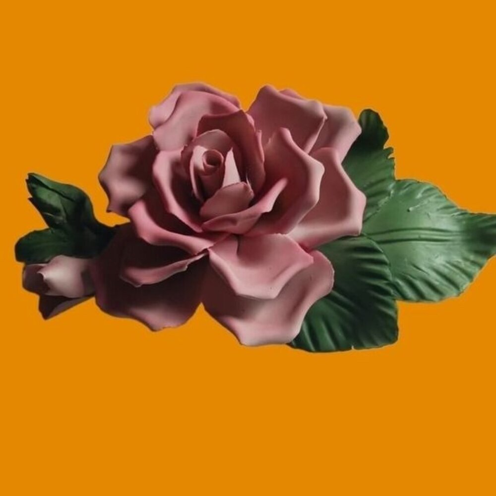 Capodimonte porcellane rose flower franklin mint